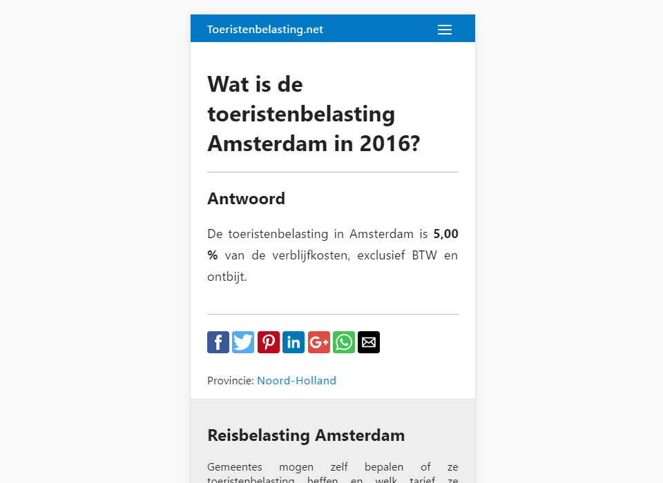 AMP HTML Toeristenbelasting.net Amsterdam Mobile
