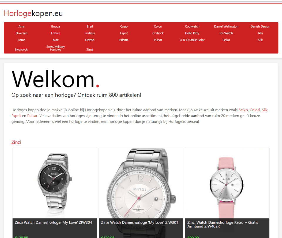 Homepage HorlogeKopen.eu
